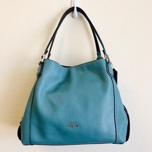 Coach Edie satchel bag in Teal pebbled leather